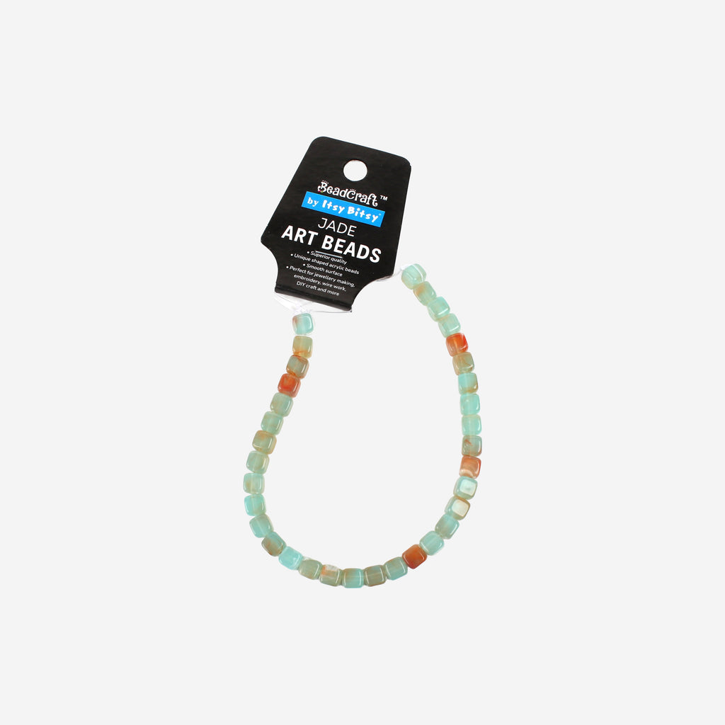 Jade Art Beads Cube 8mm 34 Beads 1 String