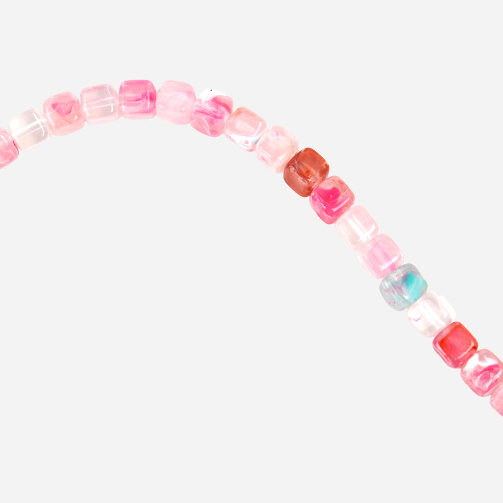 Rose Quartz Art Beads Cube 8mm 34 Beads 1 String