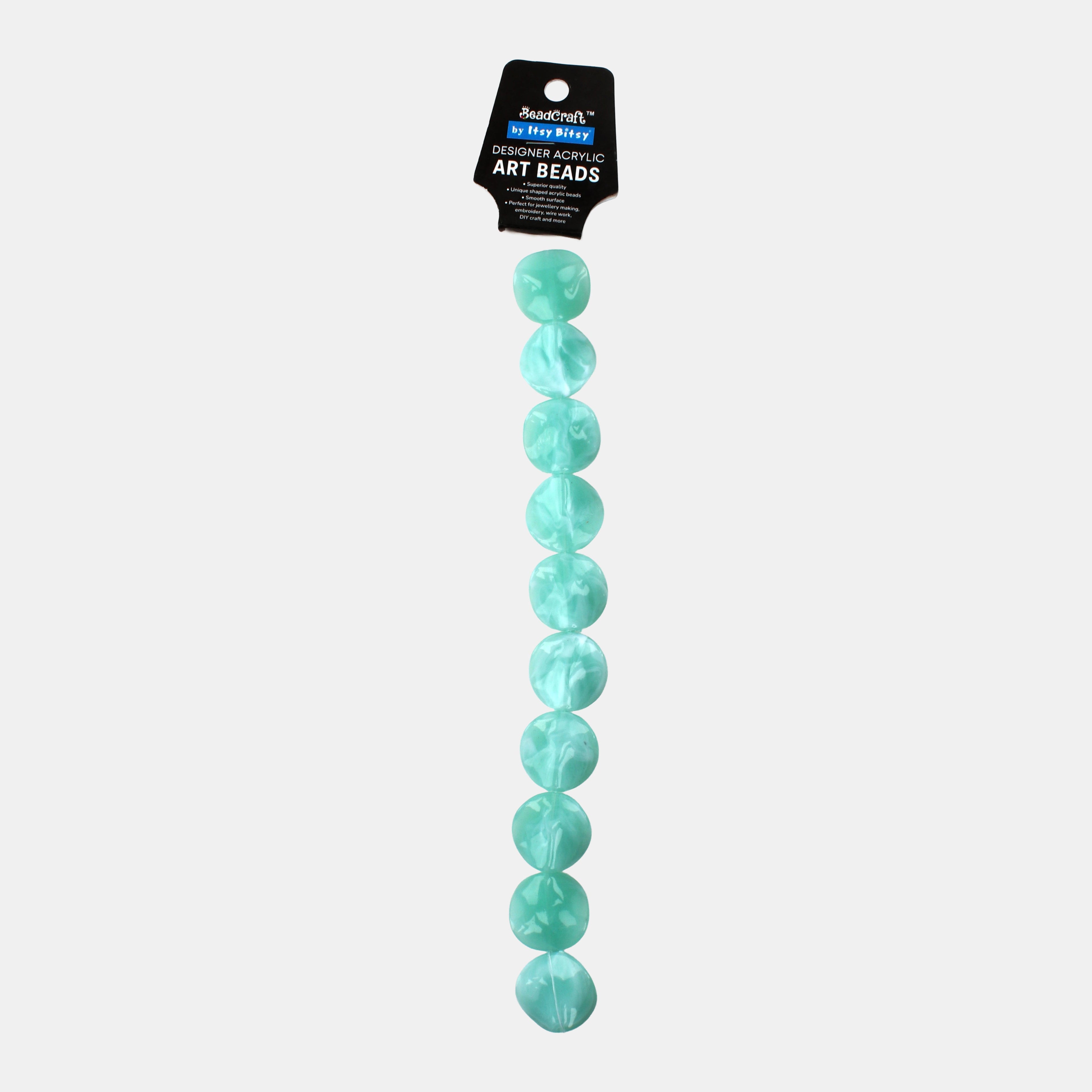 Designer Acrylic Art Beads Turquoise 10 Beads 1 String
