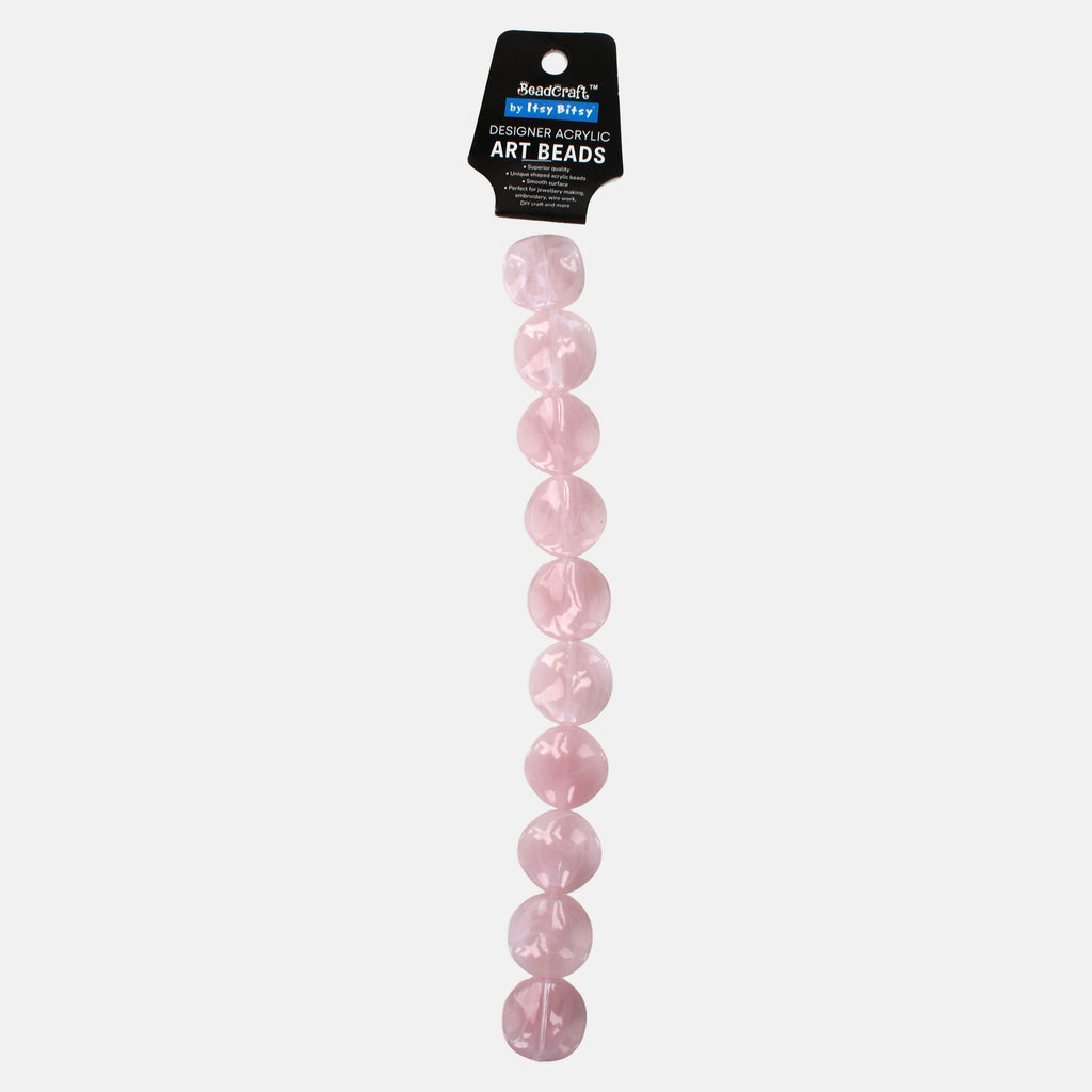 Designer Acrylic Art Beads Soft Pink 10 Beads 1 String