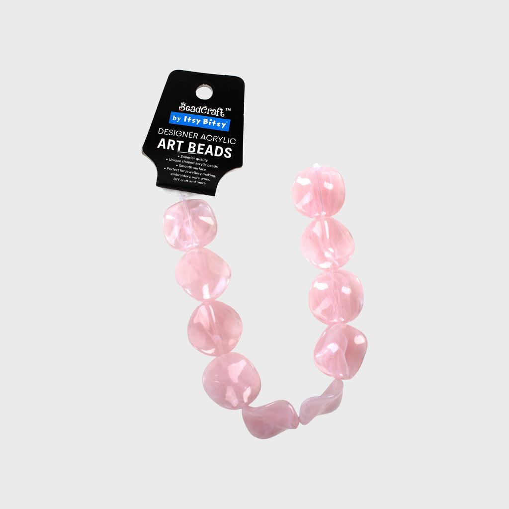 Designer Acrylic Art Beads Soft Pink 10 Beads 1 String
