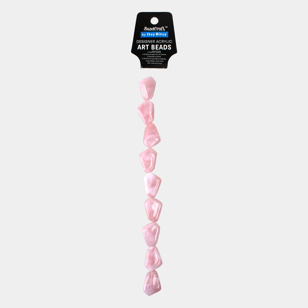 Designer Acrylic Art Beads Soft Pink 9 Beads 1 String