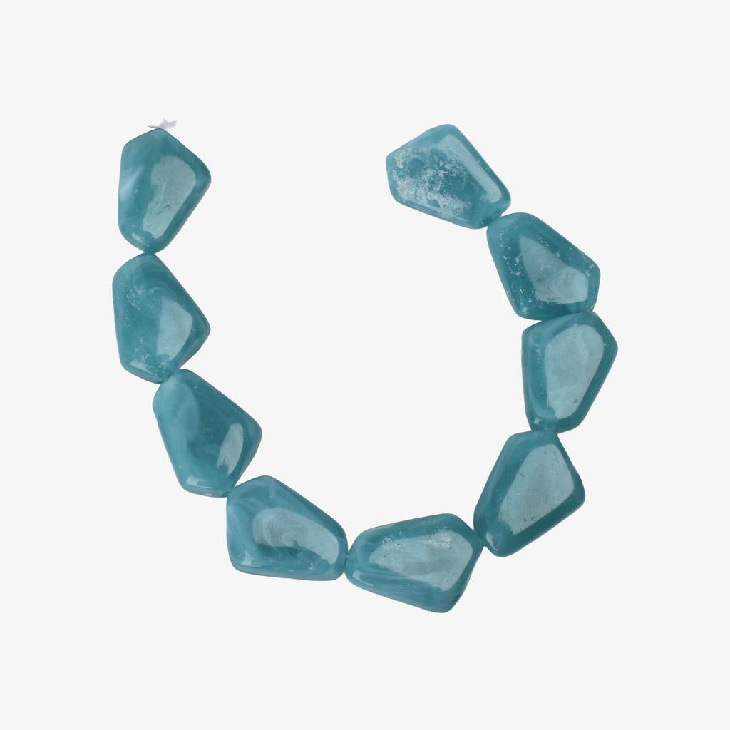 Designer Acrylic Art Beads Turquoise Blue 9 Beads 1 String