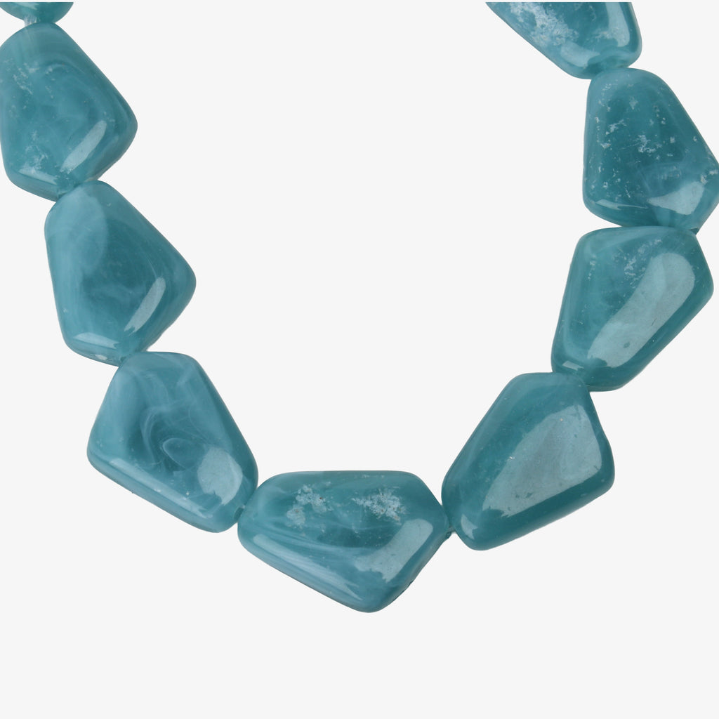 Designer Acrylic Art Beads Turquoise Blue 9 Beads 1 String