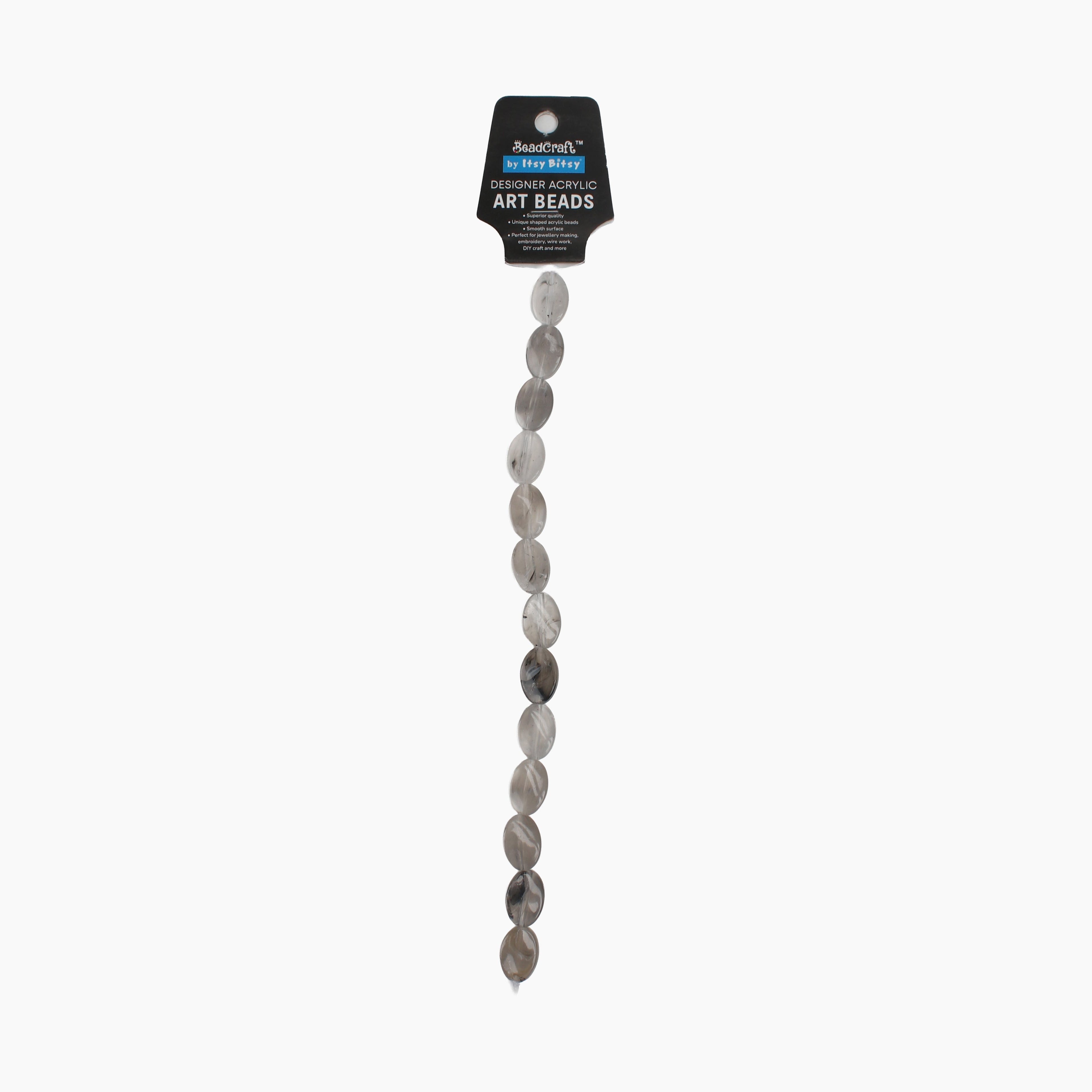 Designer Acrylic Art Beads Smoky Grey 13 Beads 1 String