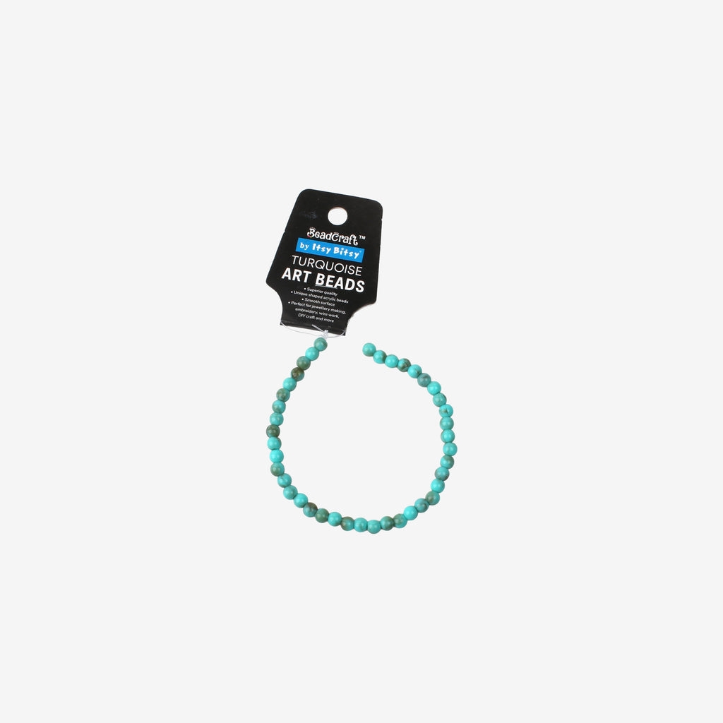 Turquoise Art Beads Round 6mm 46 Beads 1 String