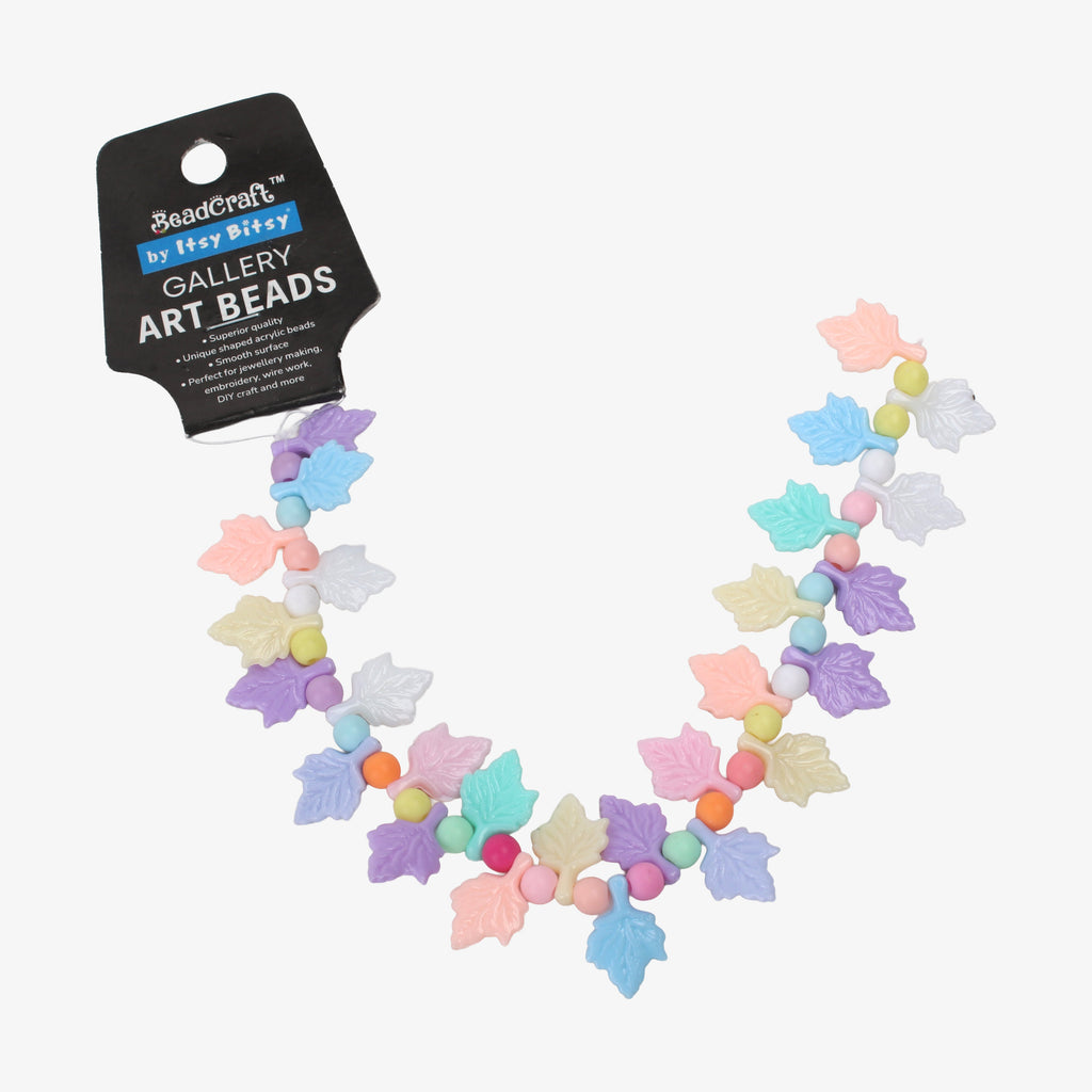 Gallery Art Beads Maple Leaf Pastel Candy 53 Beads 1 String