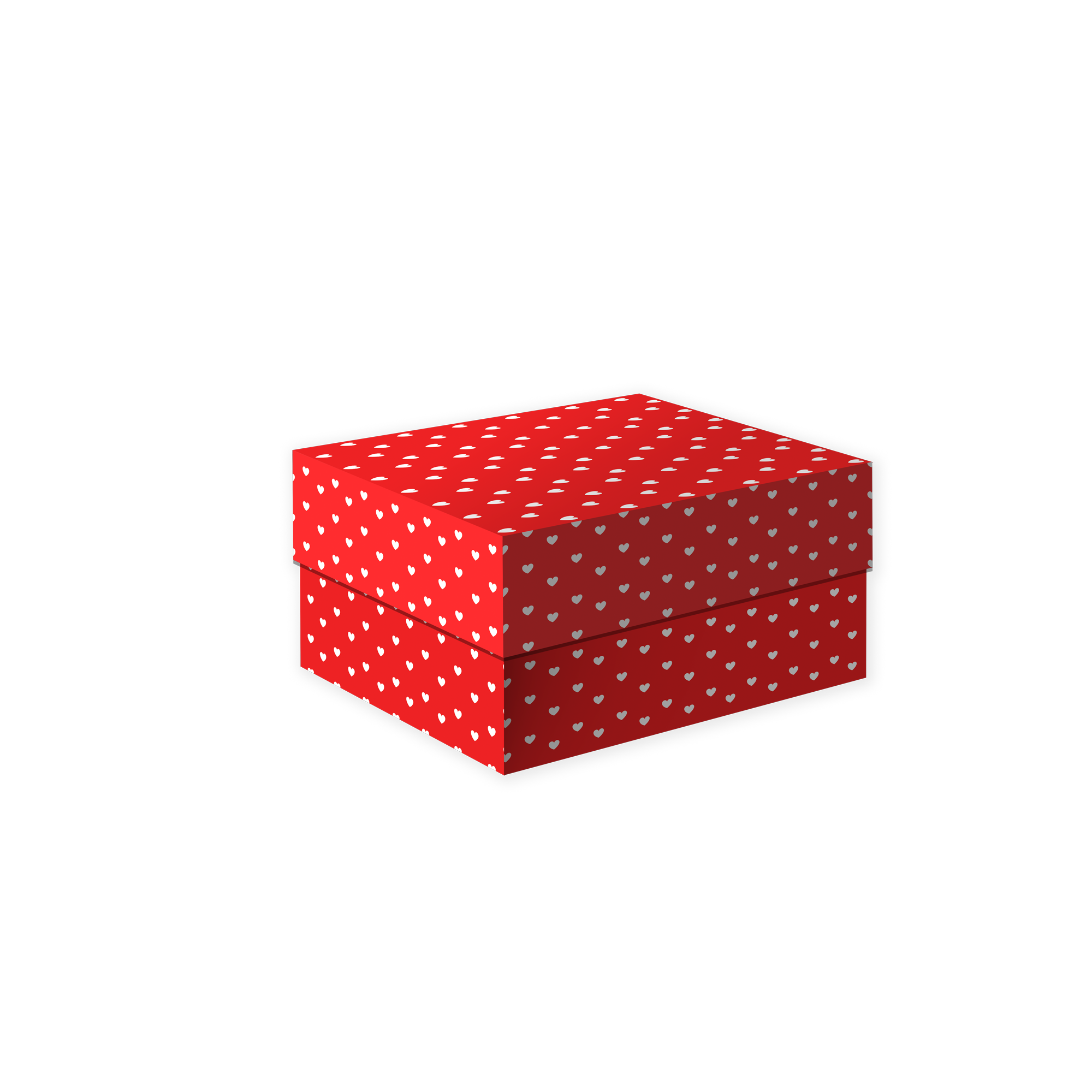 Gift Box Loving Hearts Red and white L15.5 x W10.5 x D6.5cm 1pc