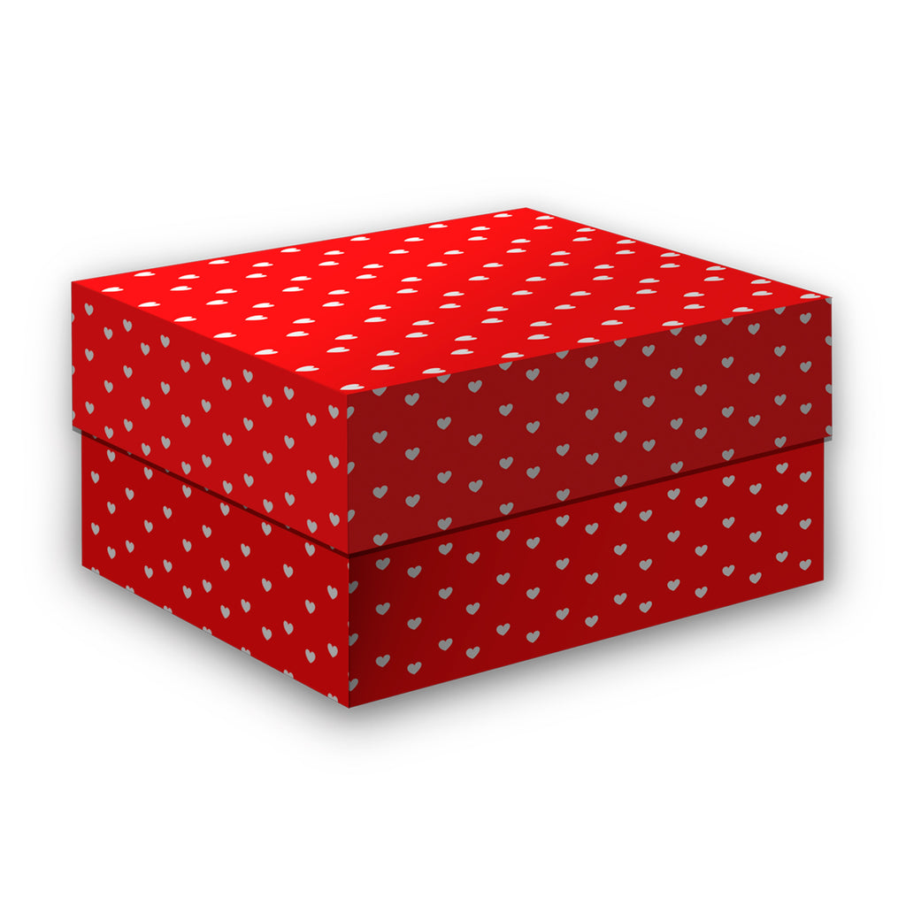Gift Box Loving Hearts Red and white L25.5 x W20.5 x D13cm 1pc