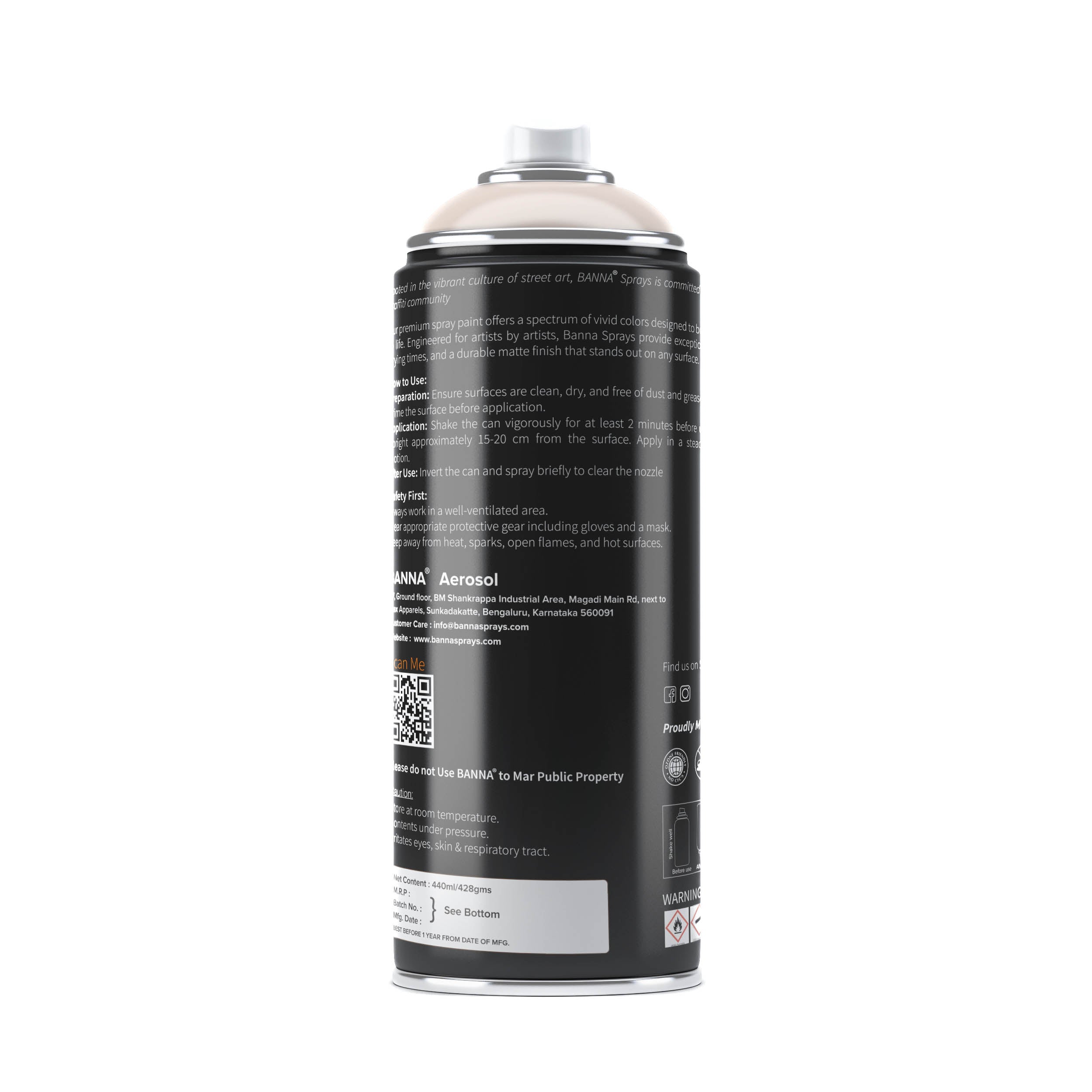 Graffiti Spray Paint Beige 400ml Bottle