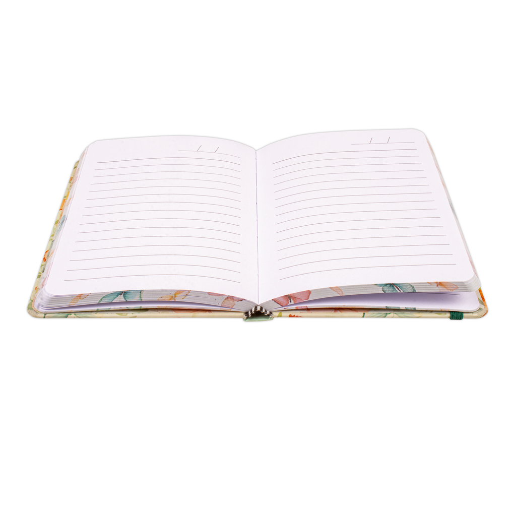 Hardbound Ruled Notebook Butterfly Garden Edge Printed With Elastic Band A6 192pages 100gsm