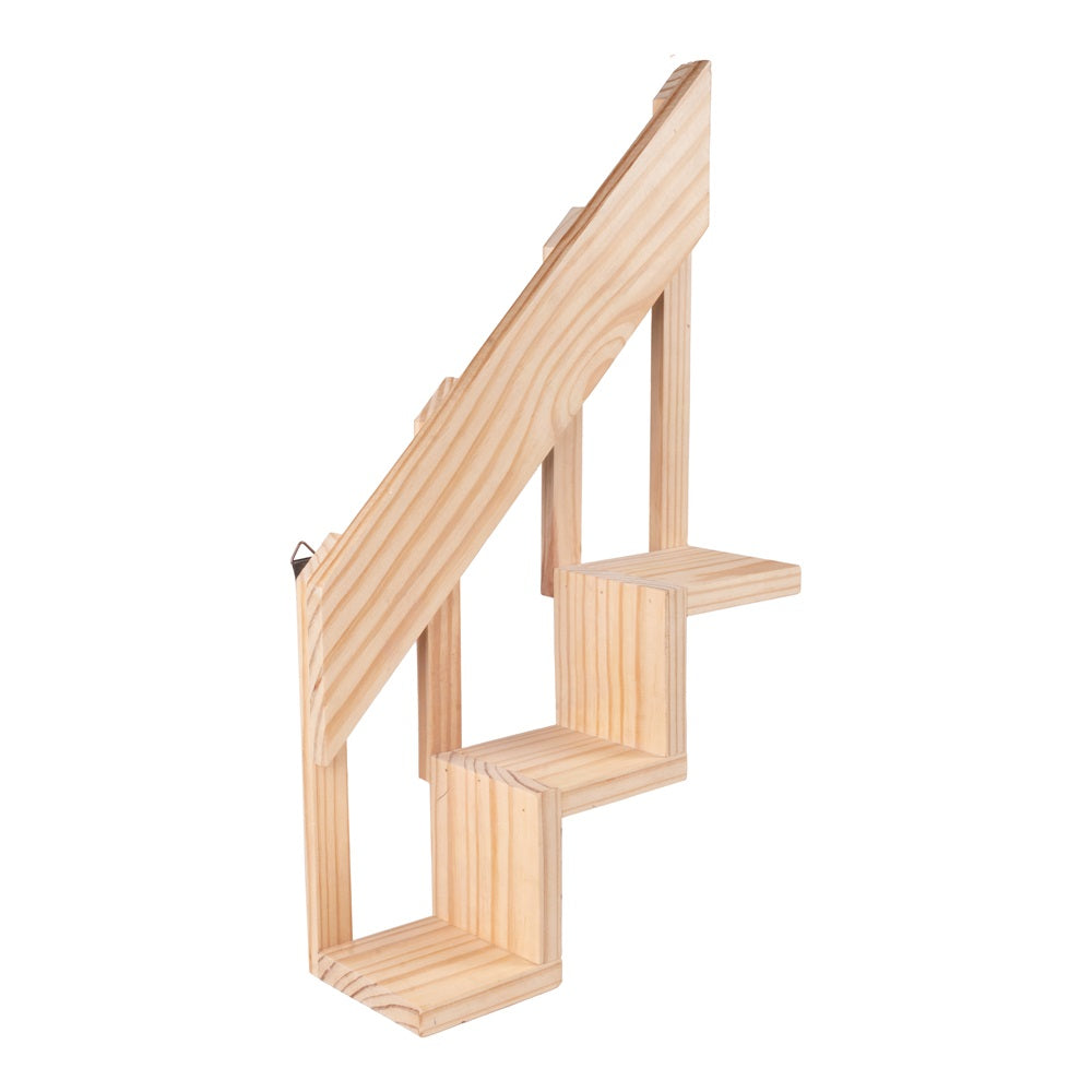 Pinewood Wall Hanging Planter Holder - Staircase, 3 Racks, Approx L11.89in x W4.33in x H21.06in 1pc