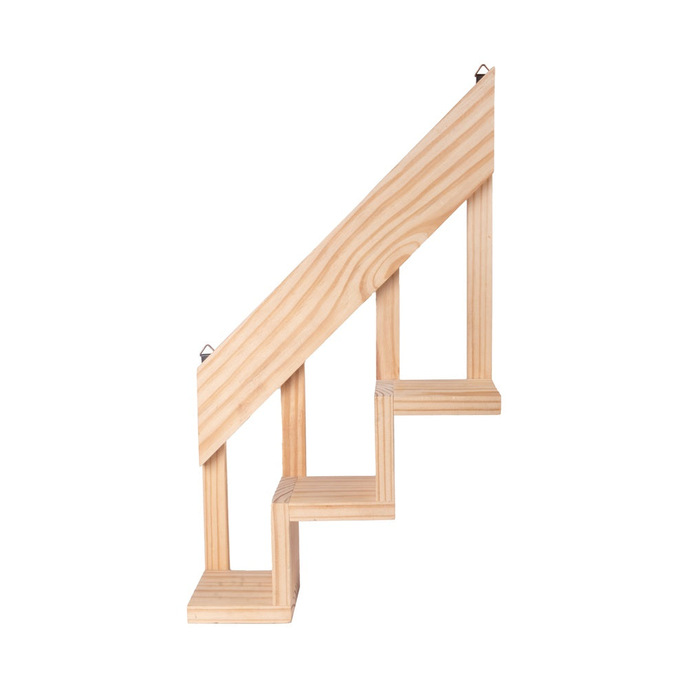 Pinewood Wall Hanging Planter Holder - Staircase, 3 Racks, Approx L11.89in x W4.33in x H21.06in 1pc