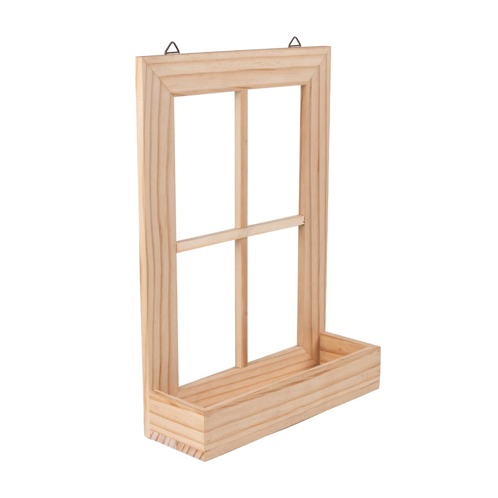 Pinewood Hanging Planter Shelf - Window,  Approx L10 x W3.34 x H14.25in 1pc