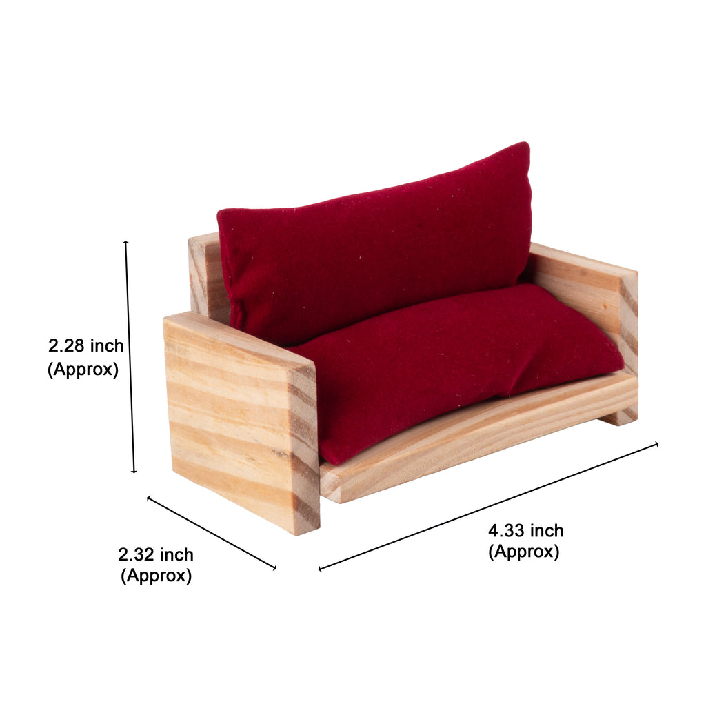Wooden Miniature 2 Seater Sofa Approx L4.33inch x W2.32inch x H2.28inch 1pc