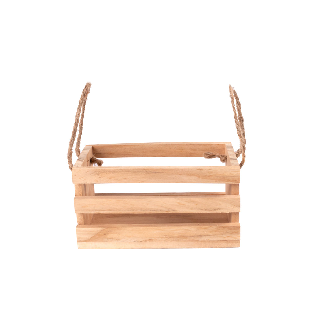 Wooden Miniature Slatted Basket Approx L4.92inch x W2.99inch x H2.55inch 1pc