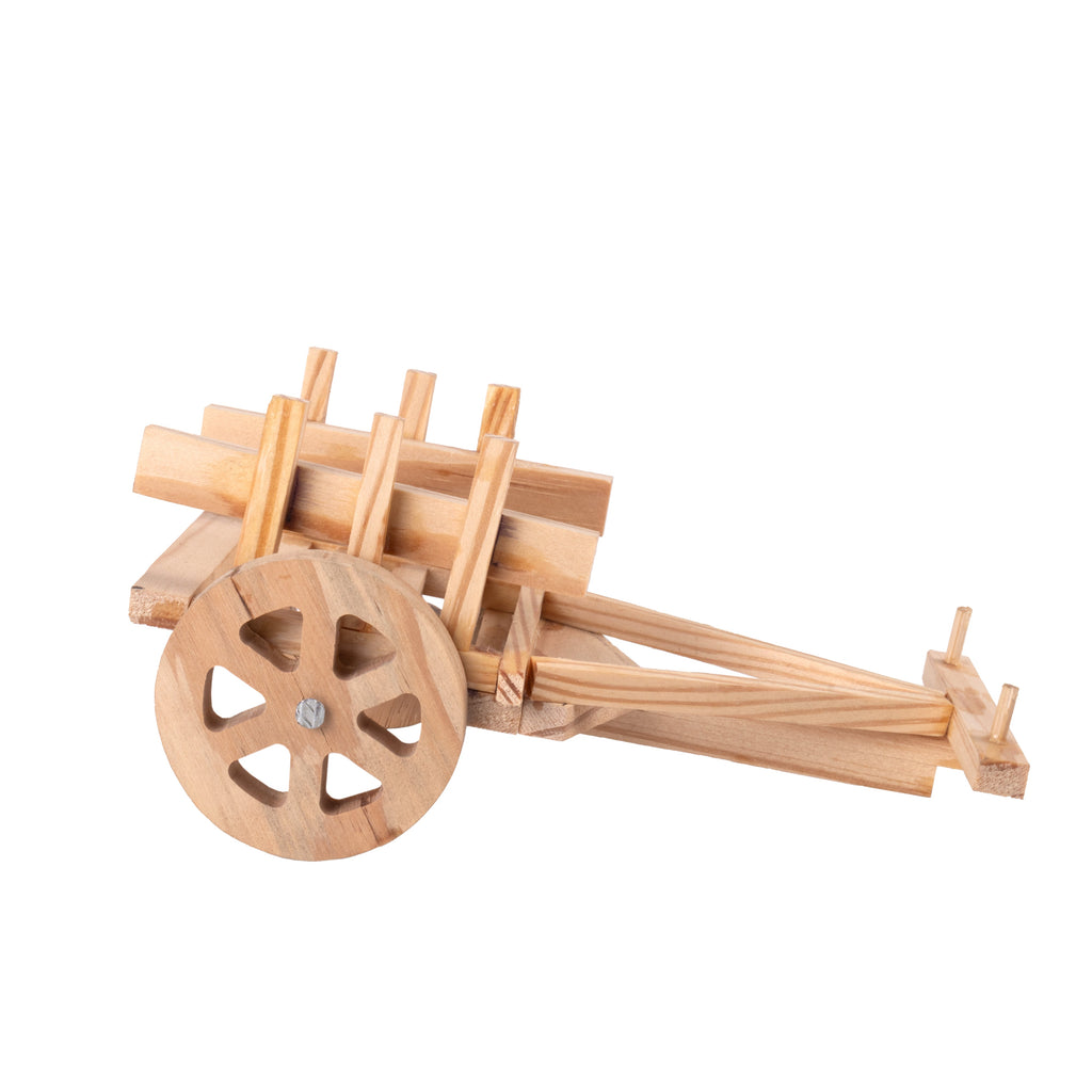 Wooden Miniature Pull Cart Approx L5.9inch x W3.14inch x H2.75inch 1pc