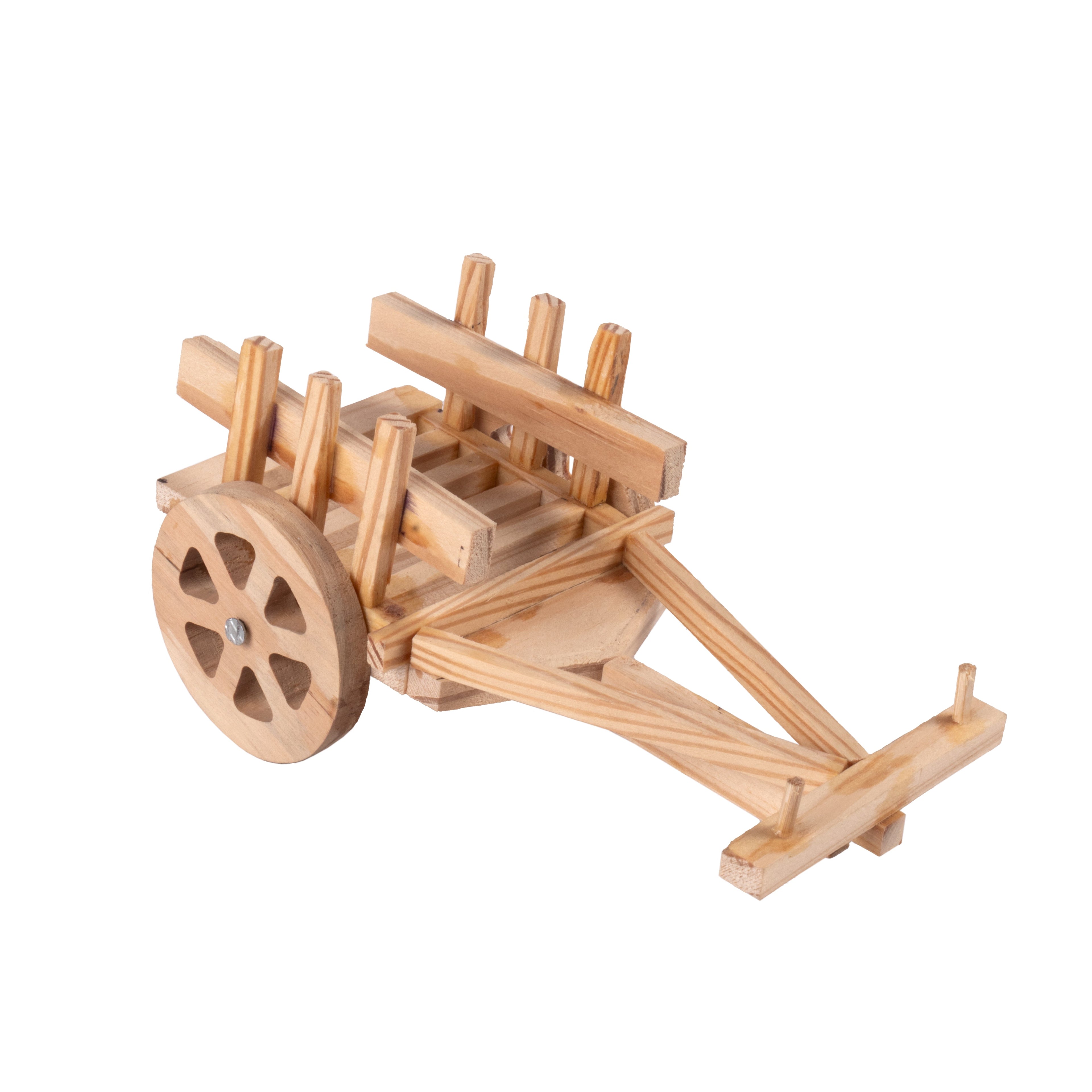 Wooden Miniature Pull Cart Approx L5.9inch x W3.14inch x H2.75inch 1pc