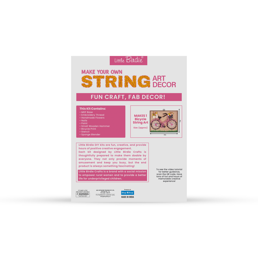 DIY String Art Kit - Bicycle, 1 Box
