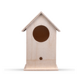Birdhouse - Birch Wood, Approx 4.4in x 7in, 4mm Thick, 1 pc