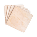 Coaster - Birch Wood, Square 4in X 4inch, 4mm Thick, Set of 4pc