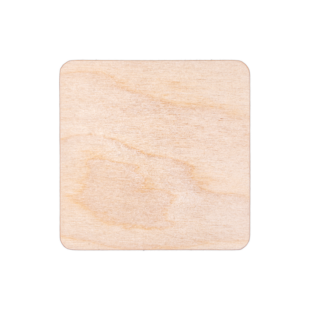 Coaster - Birch Wood, Square 4in X 4inch, 4mm Thick, Set of 4pc