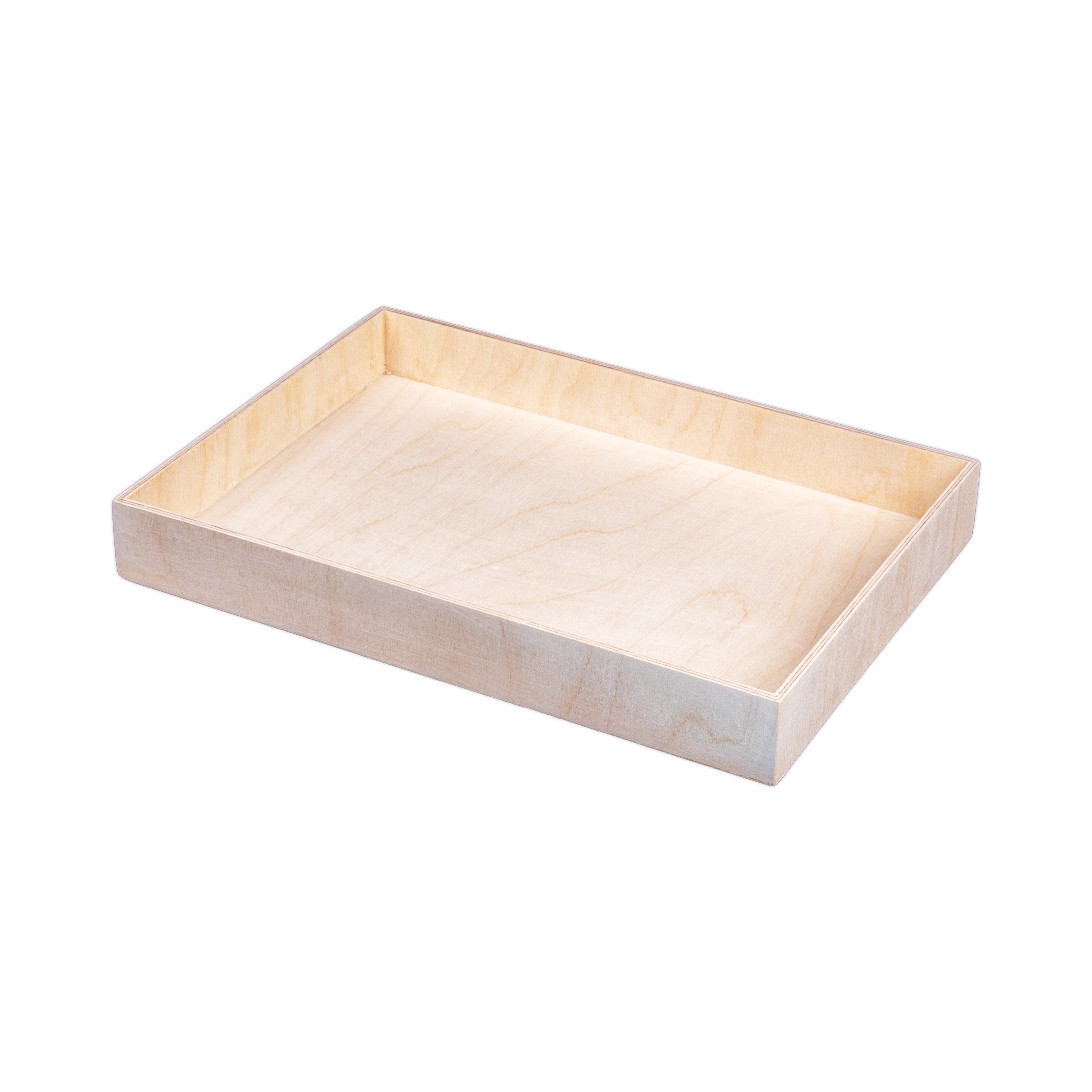 Wooden Tray - Birch Wood, Approx L11.7in x W8.3in x H1.25in, 4mm Thick, 1 pc