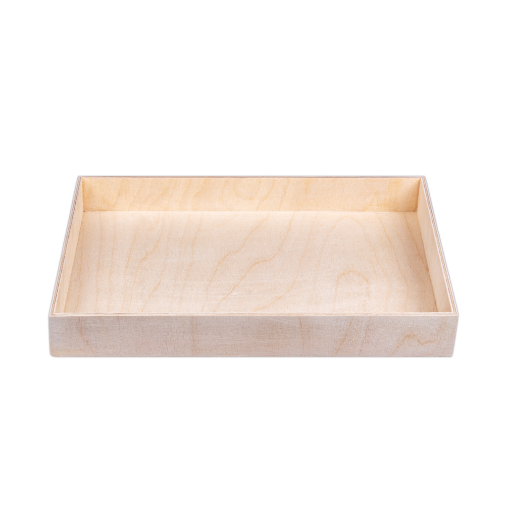 Wooden Tray - Birch Wood, Approx L11.7in x W8.3in x H1.25in, 4mm Thick, 1 pc