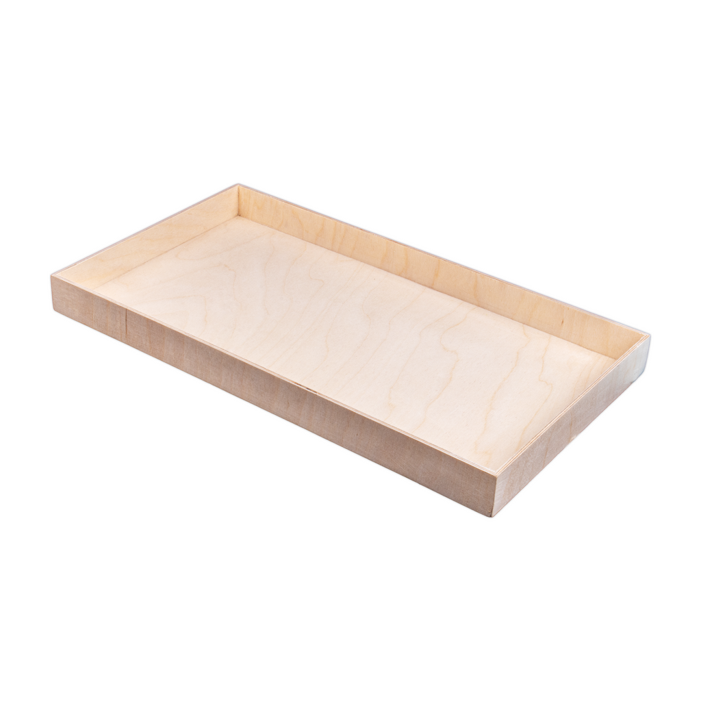 Wooden Tray - Birch Wood, Approx L18in x W10in x H1.25in, 4mm Thick, 1 pc