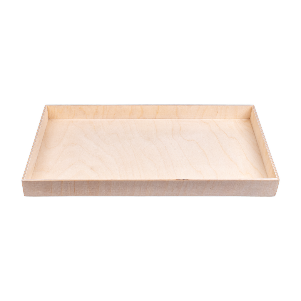 Wooden Tray - Birch Wood, Approx L18in x W10in x H1.25in, 4mm Thick, 1 pc