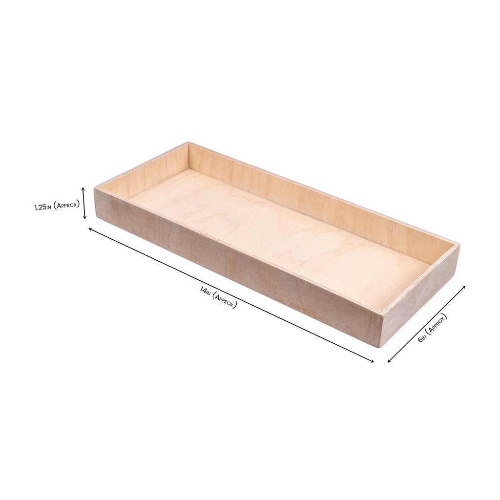 Wooden Tray - Birch Wood, Approx L14in x W6in x H1.25in, 4mm Thick, 1 pc