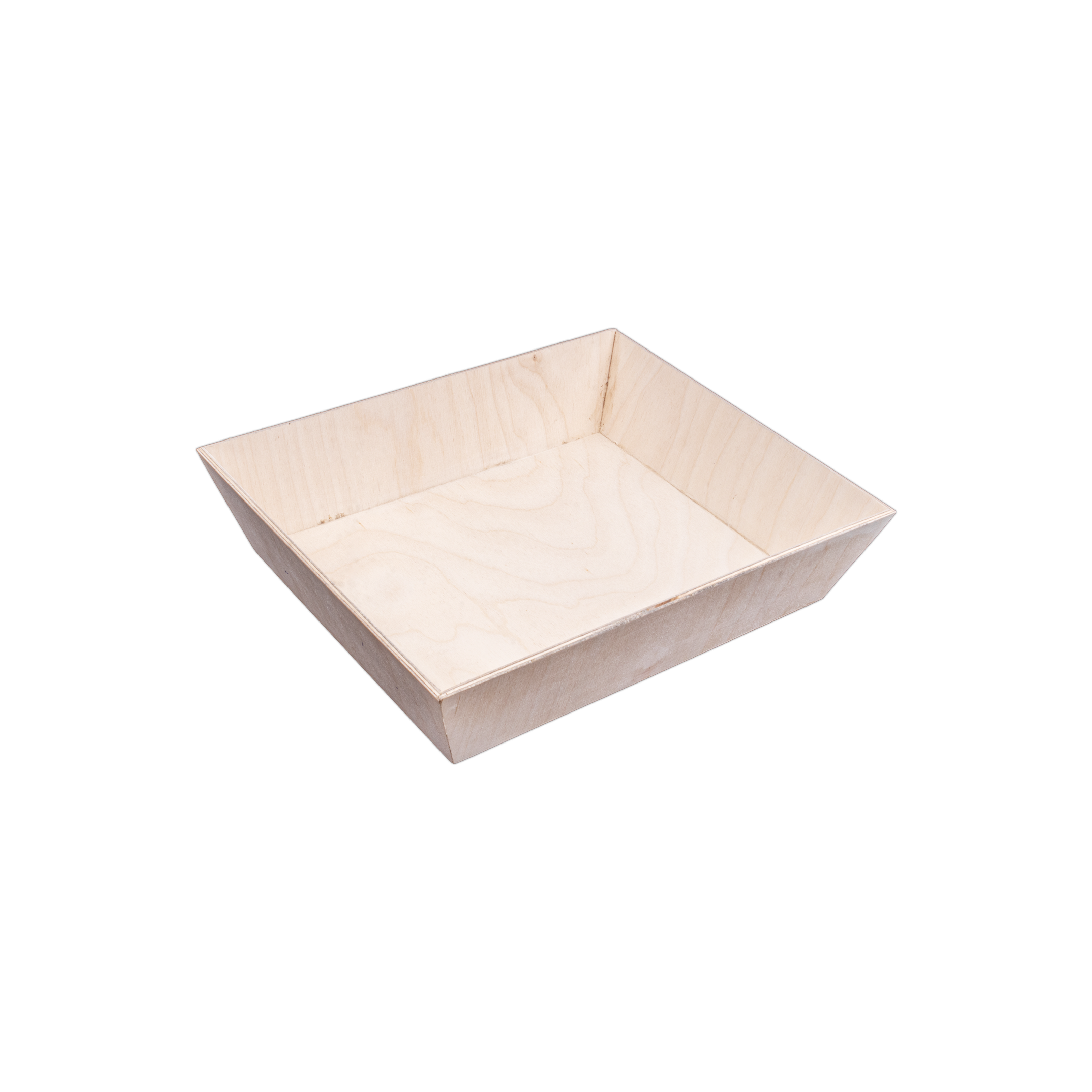 Birch Wood Angled Gifting Tray with Wood Wool, Net Fabric & Ribbon, L6in x W4in x H1.65in, 4mm Thick 1pc
