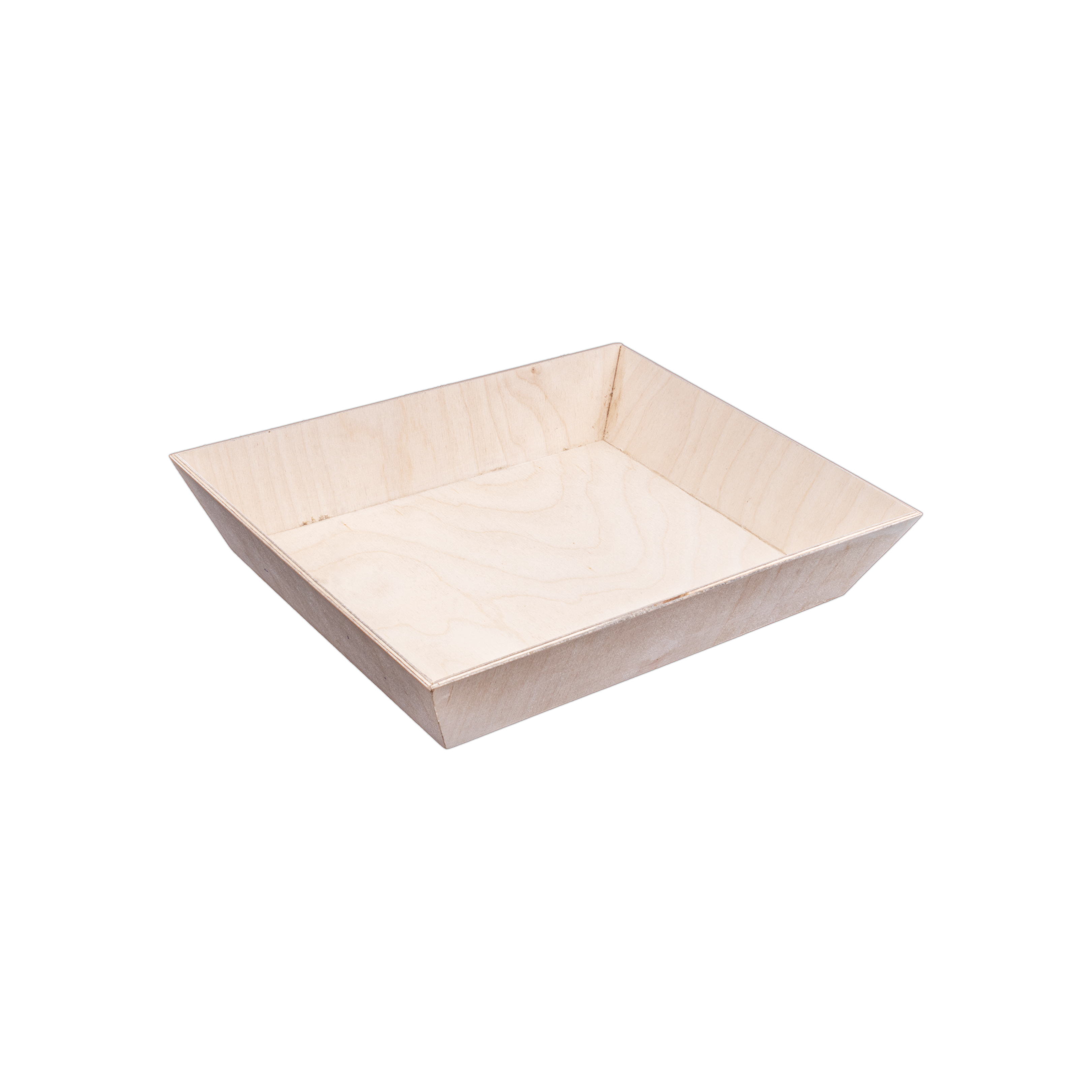 Birch Wood Angled Gifting Tray with Wood Wool, Net Fabric & Ribbon, L8in x W6in x H2in, 4mm Thick 1pc