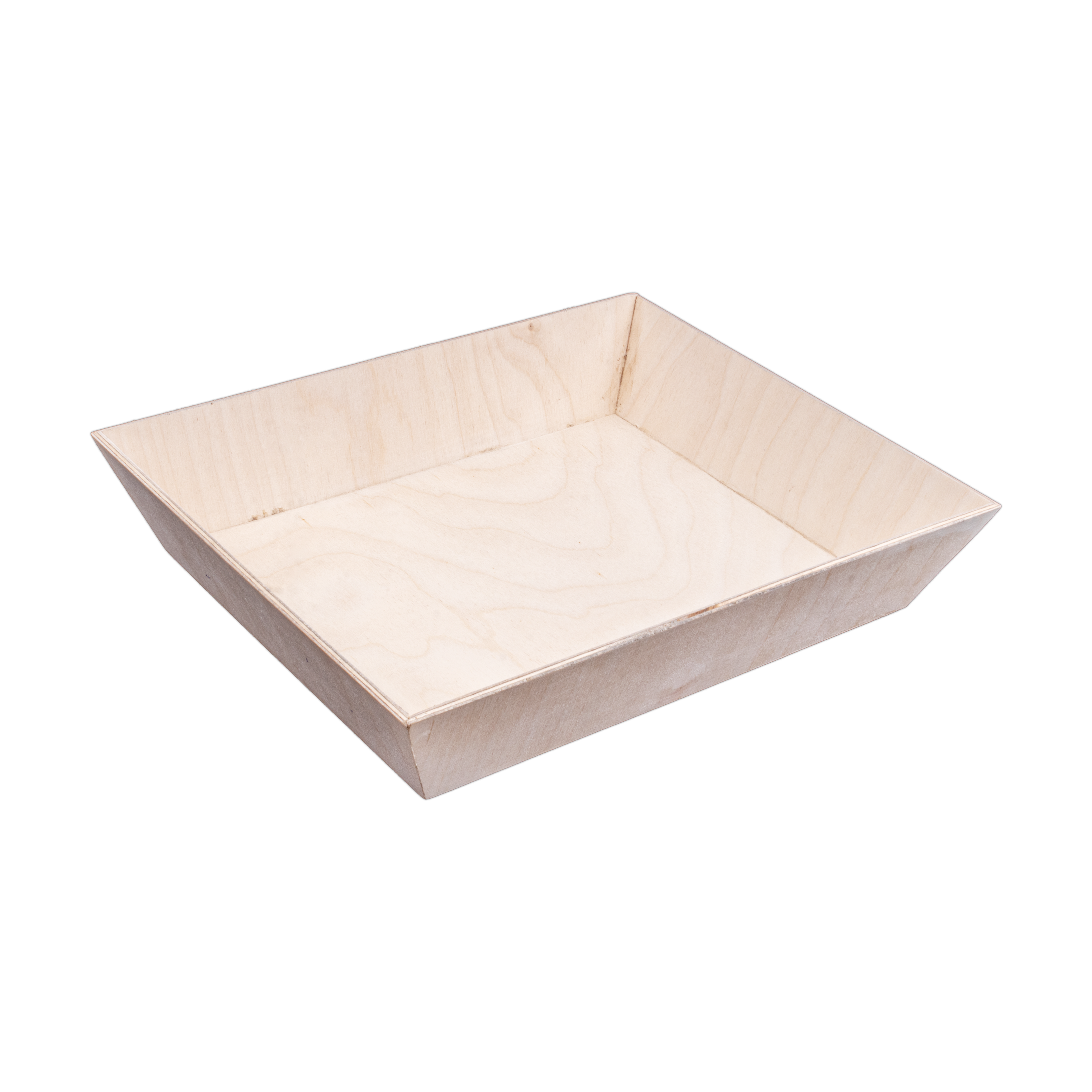 Birch Wood Angled Gifting Tray with Wood Wool, Net Fabric & Ribbon, L10in x W8in x H2.16in, 4mm Thick 1pc