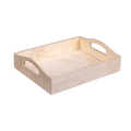 Wooden Contour Handle Tray - Birch Wood, L7in x W9in x H1.75in, 1 pc