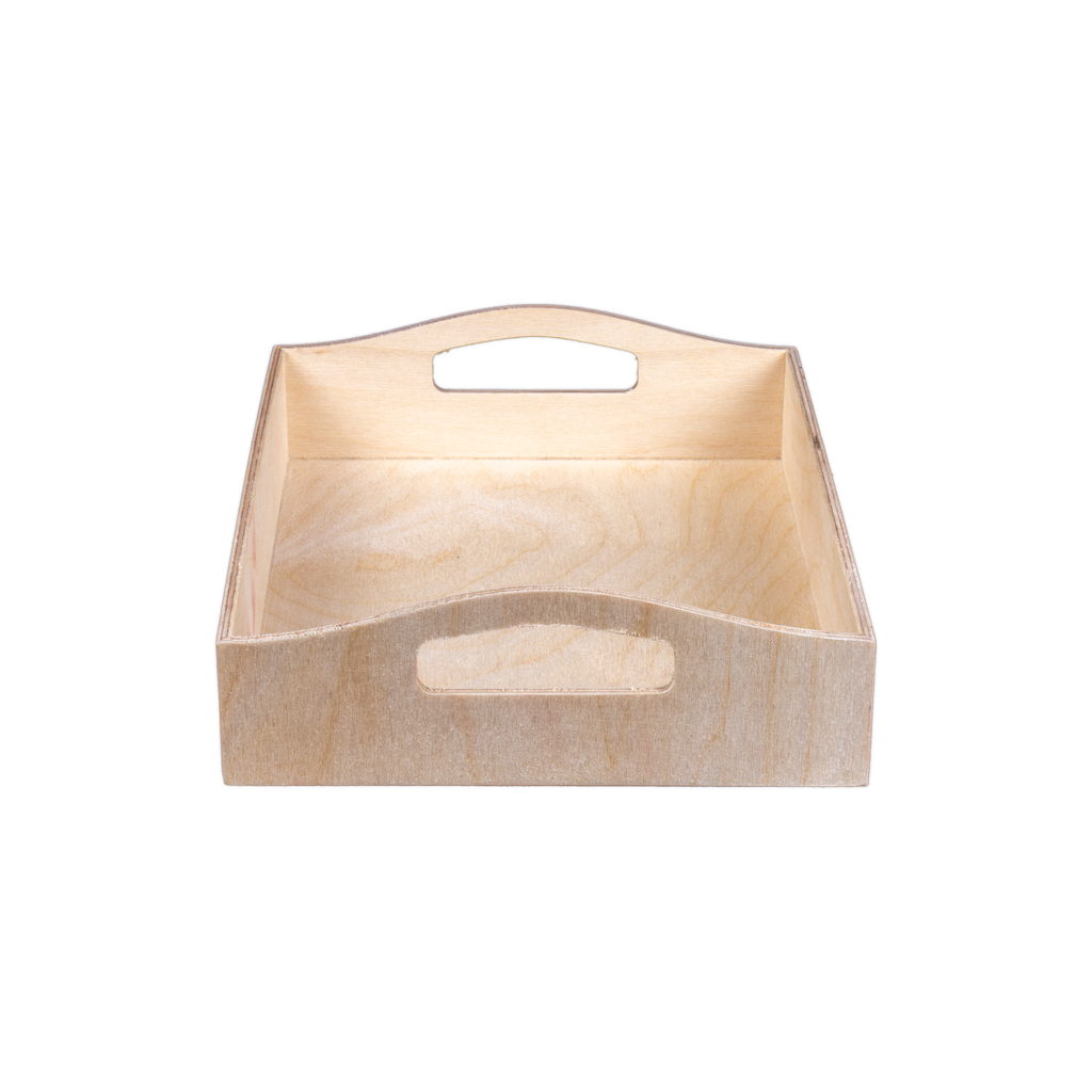 Wooden Contour Handle Tray - Birch Wood, L7in x W9in x H1.75in, 1 pc