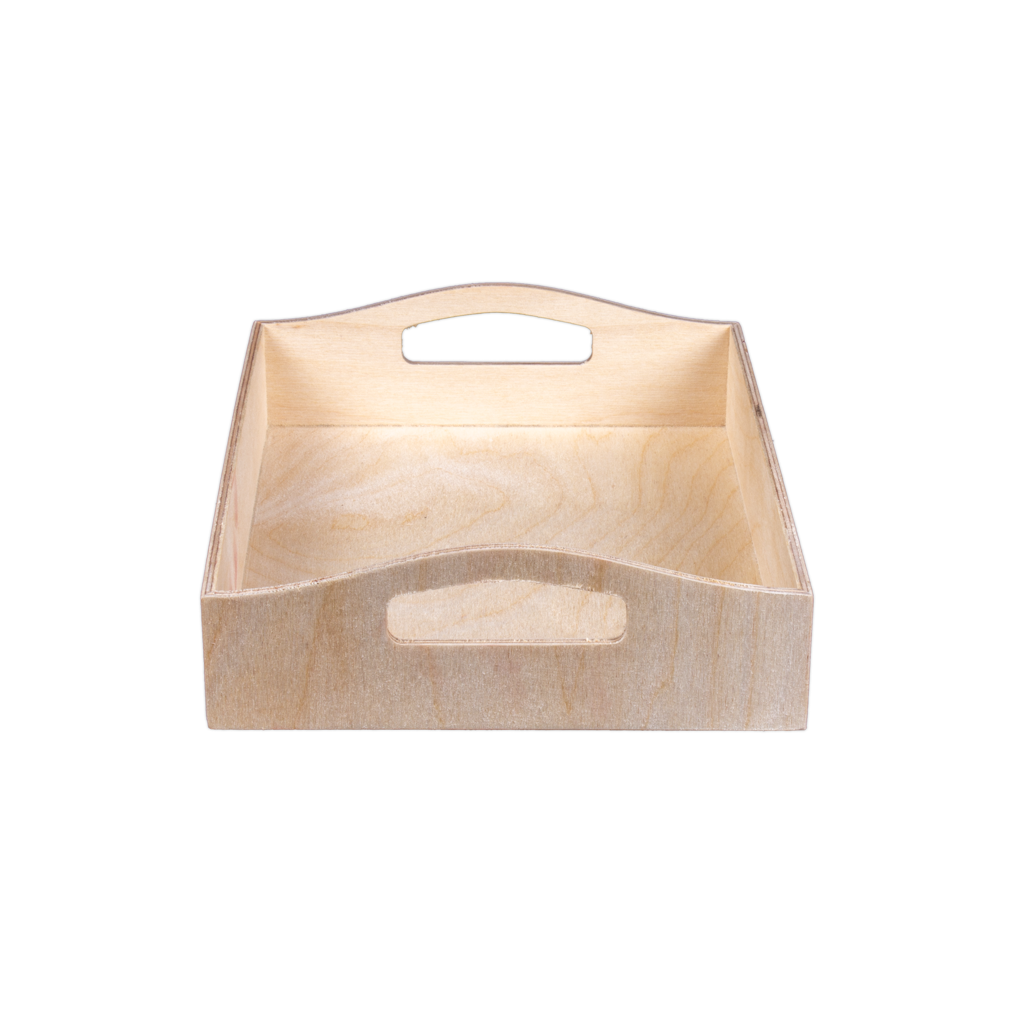 Wooden Contour Handle Tray - Birch Wood, L7in x W9in x H1.75in, 1 pc