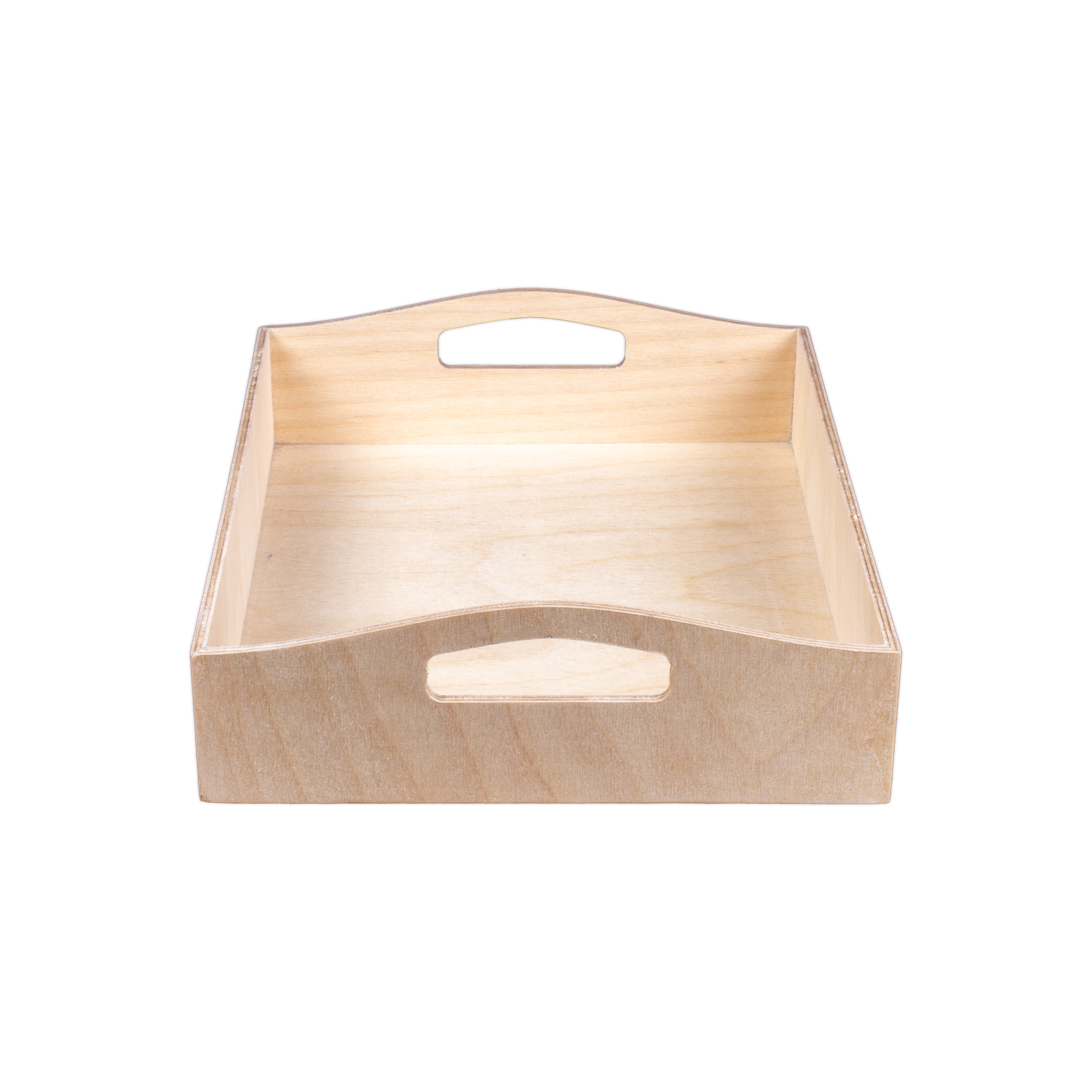Wooden Contour Handle Tray - Birch Wood, L8in x W10in x H2in, 1 pc