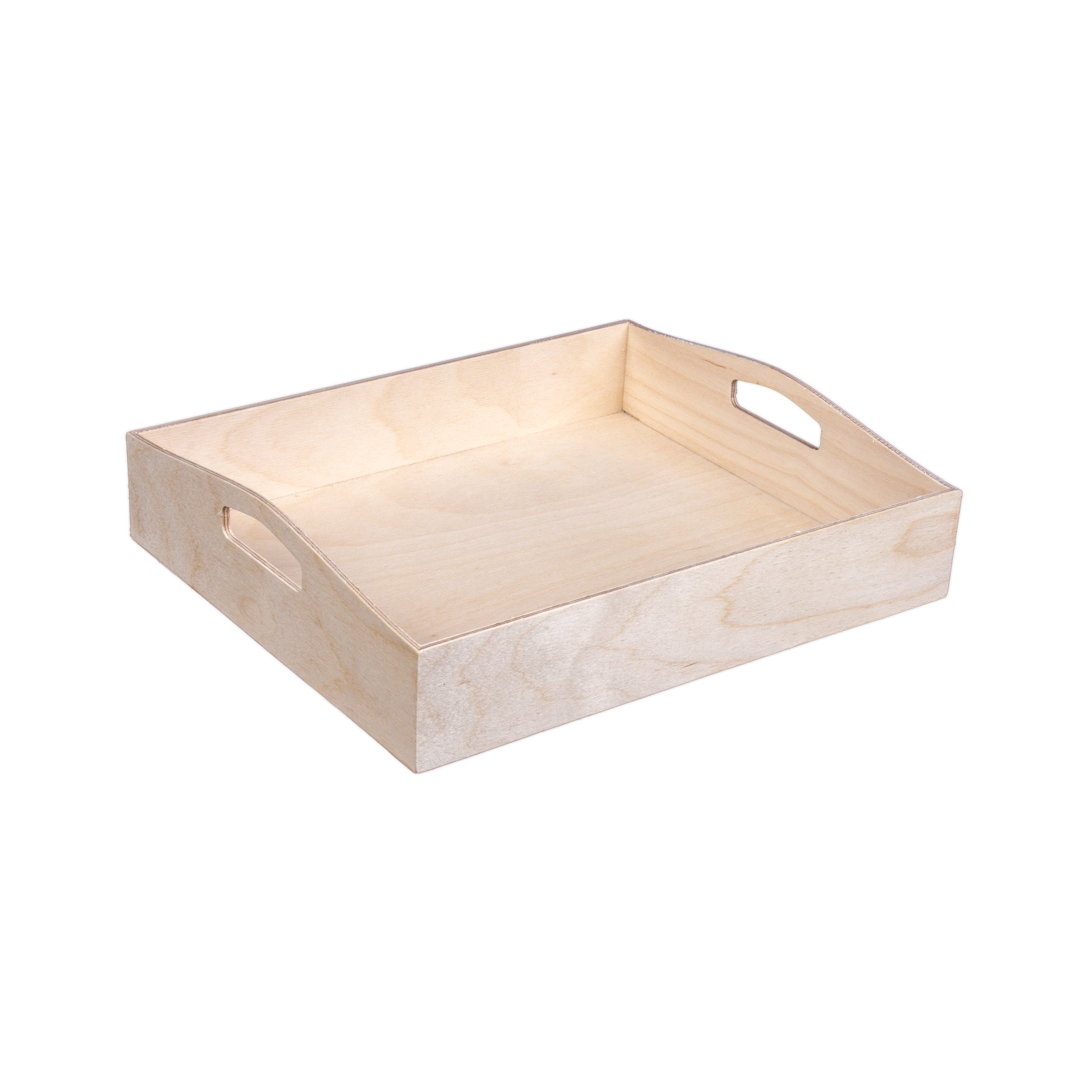 Wooden Contour Handle Tray - Birch Wood, L10in x W12in x H2.25in, 1 pc