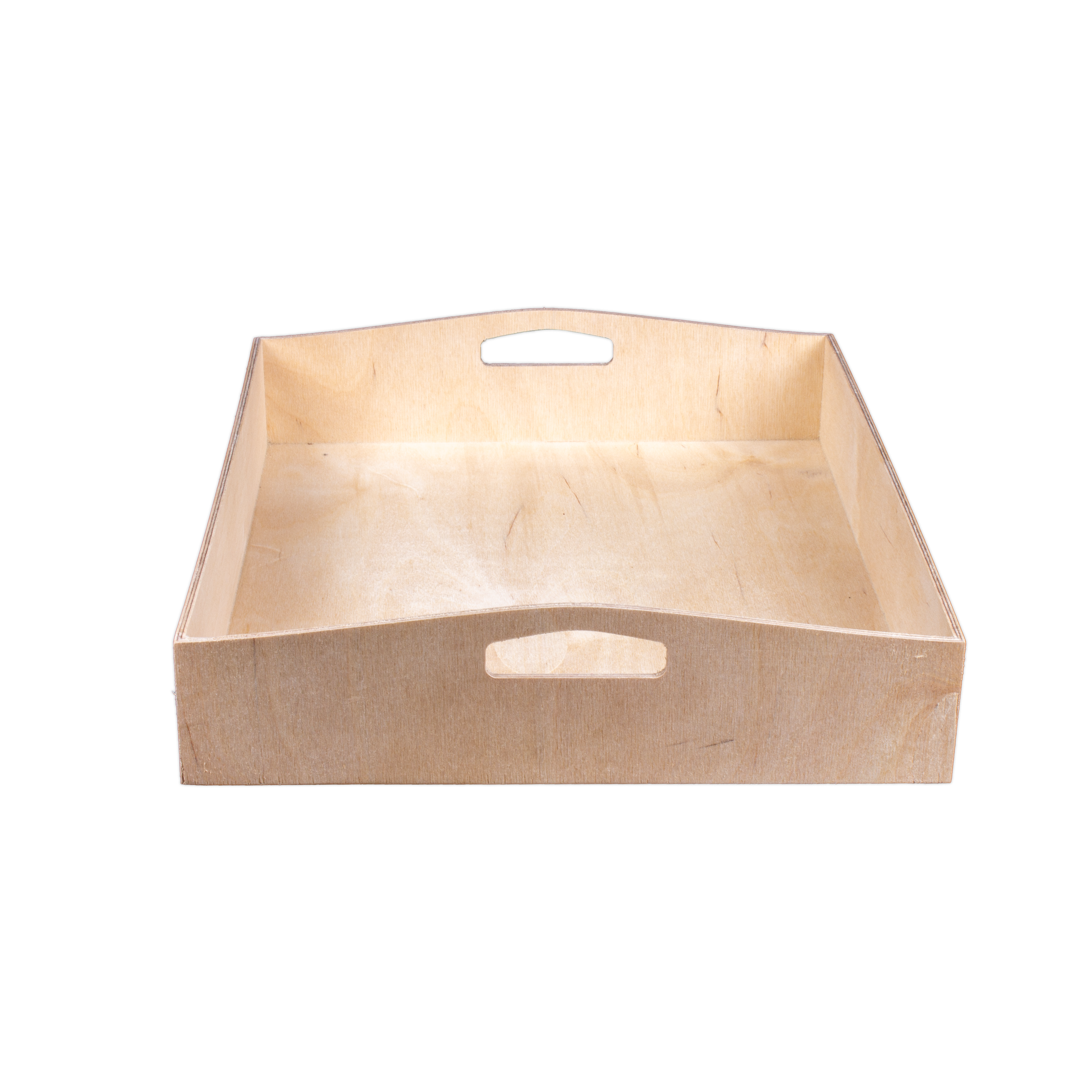 Wooden Contour Handle Tray - Birch Wood, L12in x W14in x H2.25in, 1 pc