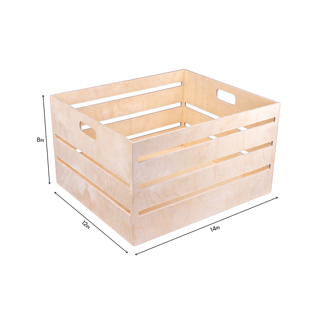 Wooden Utility Crate - Birch Wood, L12in x W14in x H8in, 1 pc
