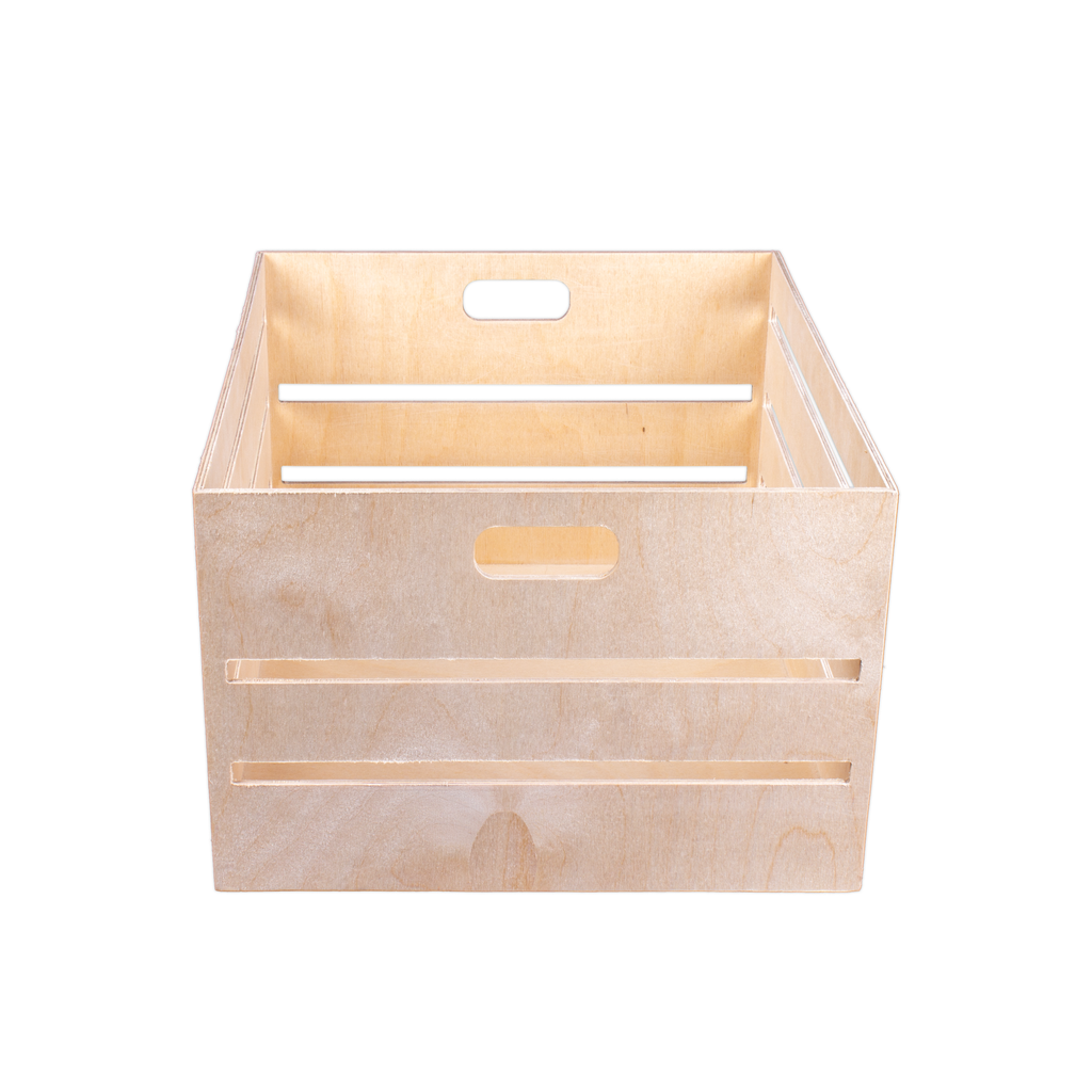 Wooden Utility Crate - Birch Wood, L12in x W14in x H8in, 1 pc