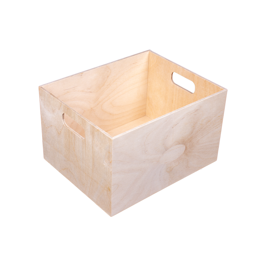 Wooden Storage Crate - Birch Wood L8in x W10in x H6in, 1 pc