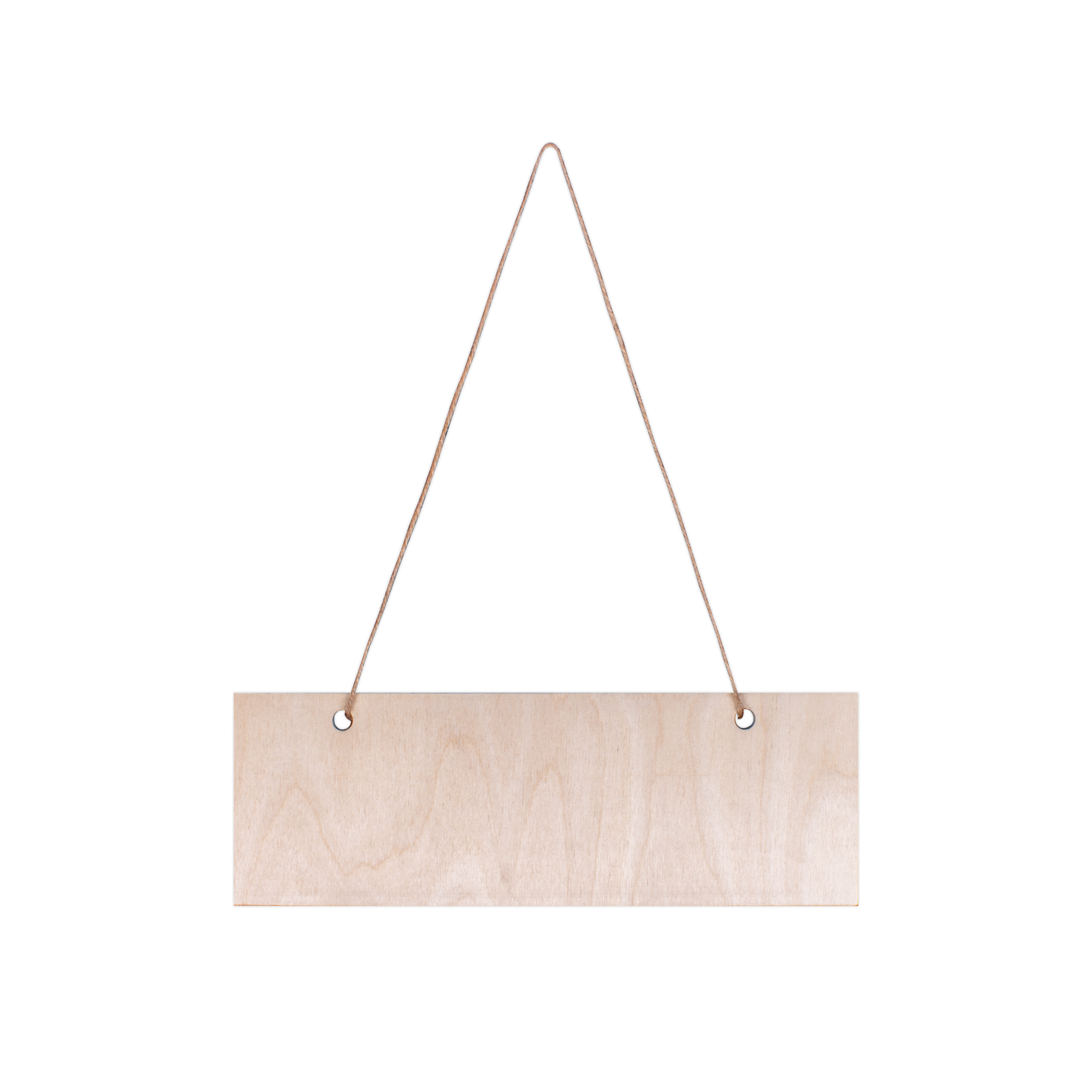 Wooden Hanging Name Board With Jute Cord - Birch Wood, L12in x W4in, 4mm Thick, 1 pc