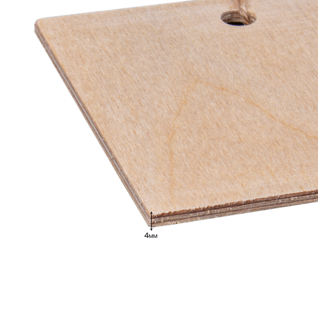 Wooden Hanging Name Board With Jute Cord - Birch Wood, L16in x W4in, 4mm Thick, 1 pc