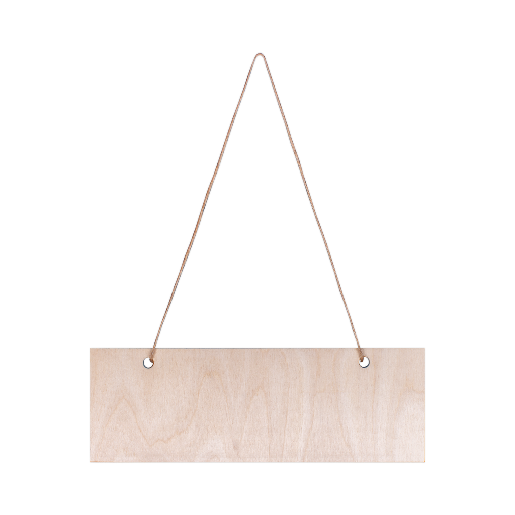 Wooden Hanging Name Board With Jute Cord - Birch Wood, L16in x W4in, 4mm Thick, 1 pc