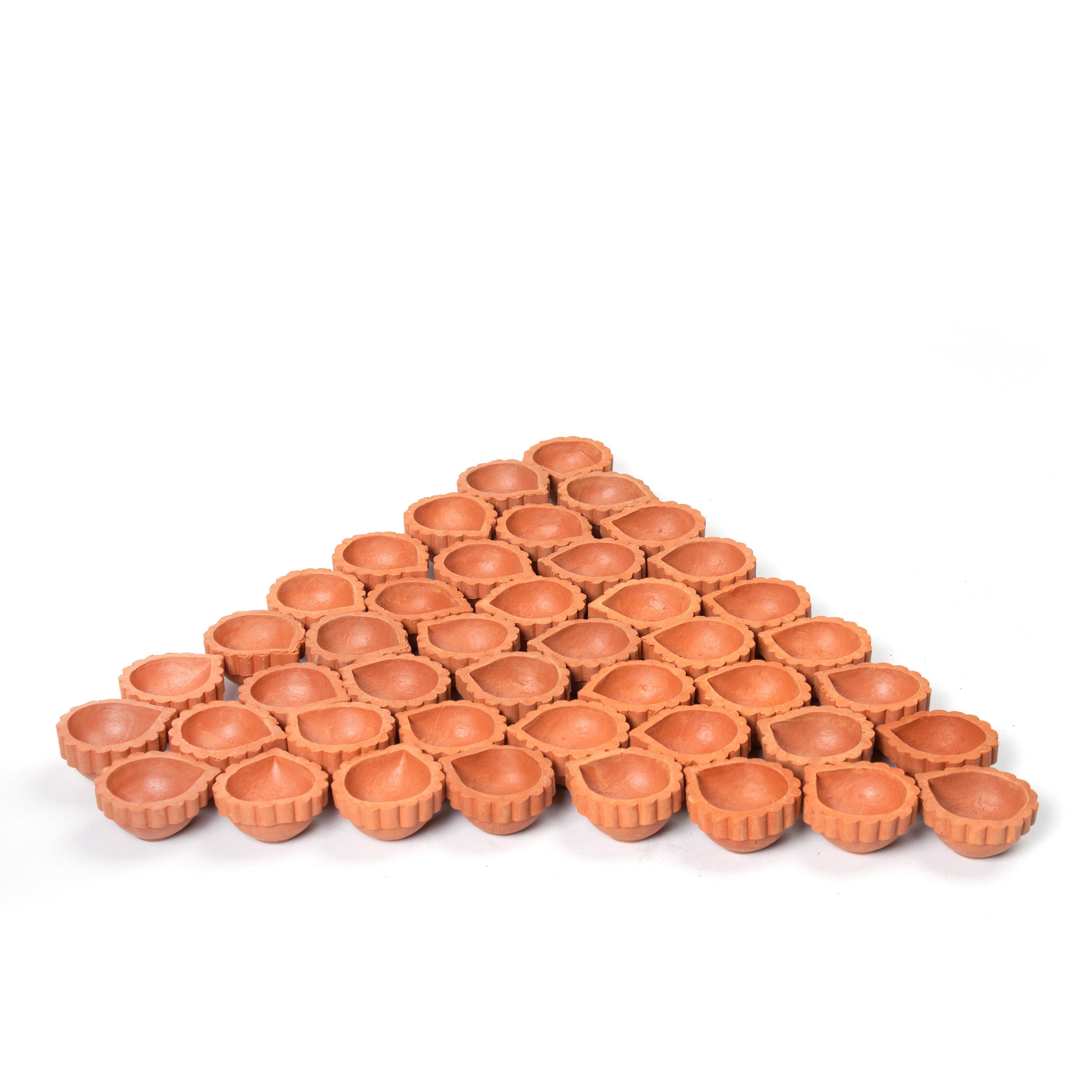 Traditional Terracotta Temple Diya Pack Of 44pc