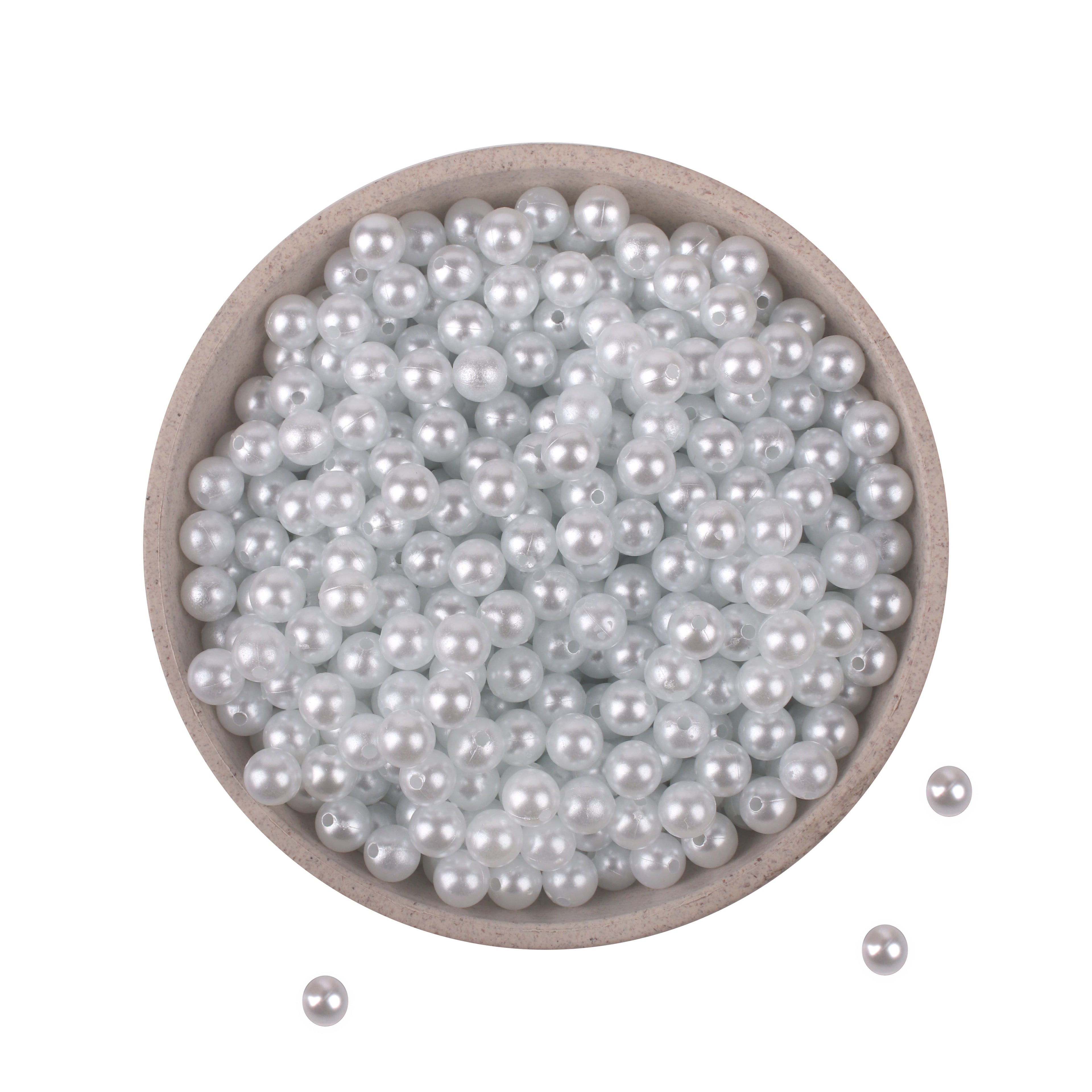 Beads Pearl With Hole White 8Mm 1kg