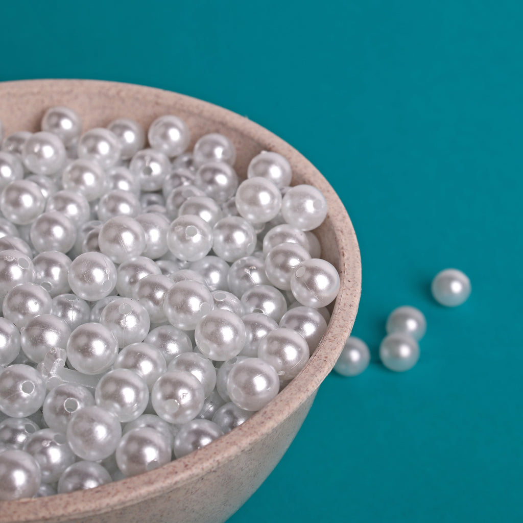 Beads Pearl With Hole White 8Mm 1kg
