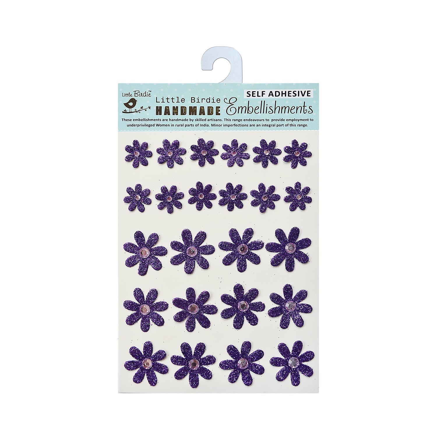 Handmade Emblishment Glitter Pearl Florettes Purple 24pc